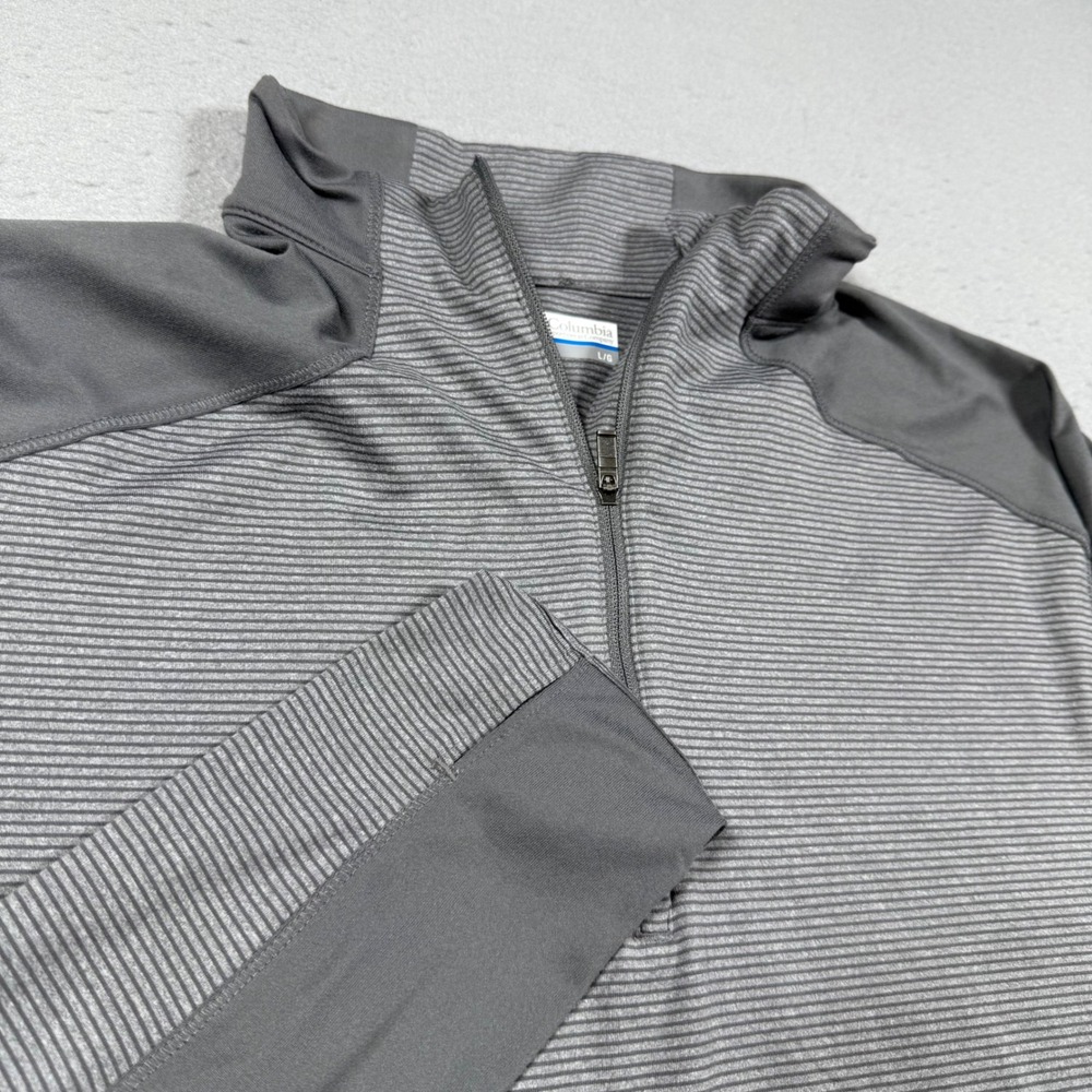 Columbia Omni-Wick Gray Striped Quarter Zip Pullover Performance Top Mens L